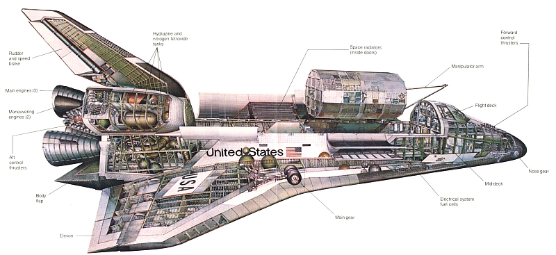 Cutaway View of the Shuttle - Image Courtesy of NASA
