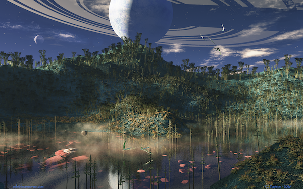 Wallpaper: Exomoon Evening Approachng